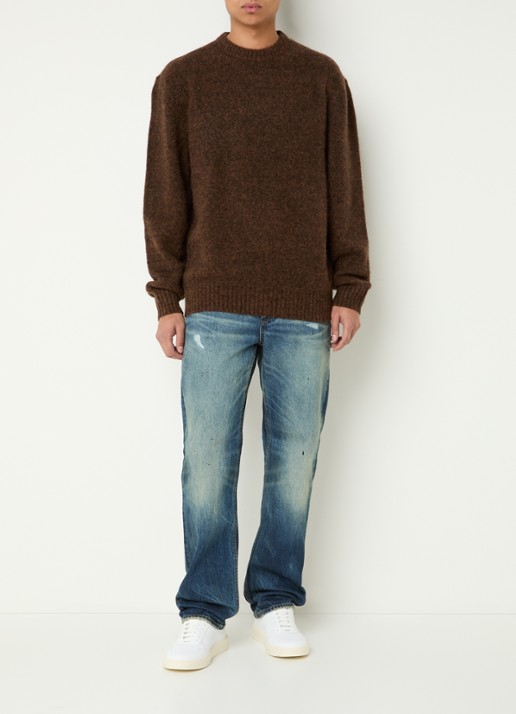 Denham Keagan grofgebreide trui in alpaca wolblend - voorkant 4 bruin