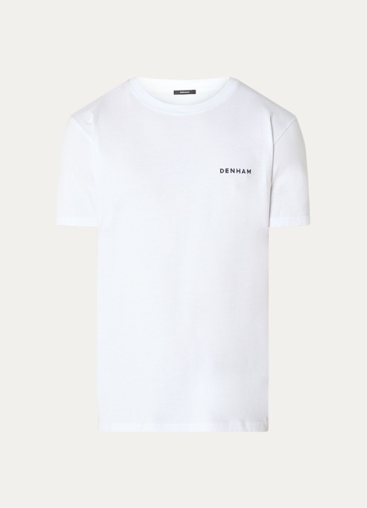 Denham Kyoto T-shirt met logo- en backprint - voorkant wit