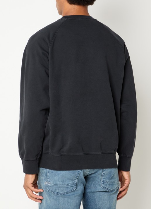 Denham Luke sweater met logoprint - achterkant 4 antraciet