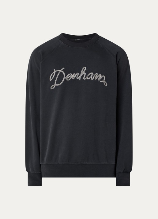 Denham Luke sweater met logoprint - voorkant antraciet