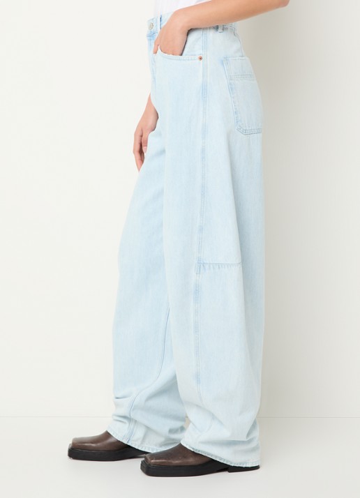 Denham Maki high waist wide leg jeans met lichte wassing  - detail 2 indigo