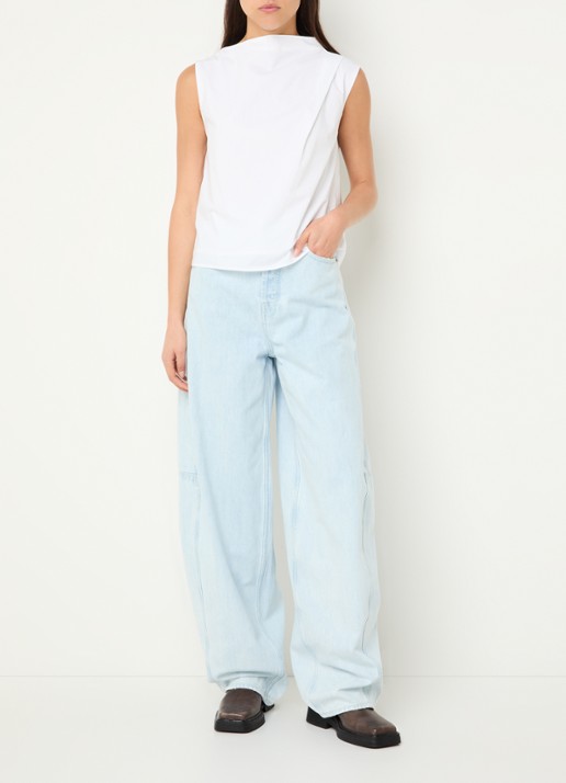 Denham Maki high waist wide leg jeans met lichte wassing  - voorkant 4 indigo