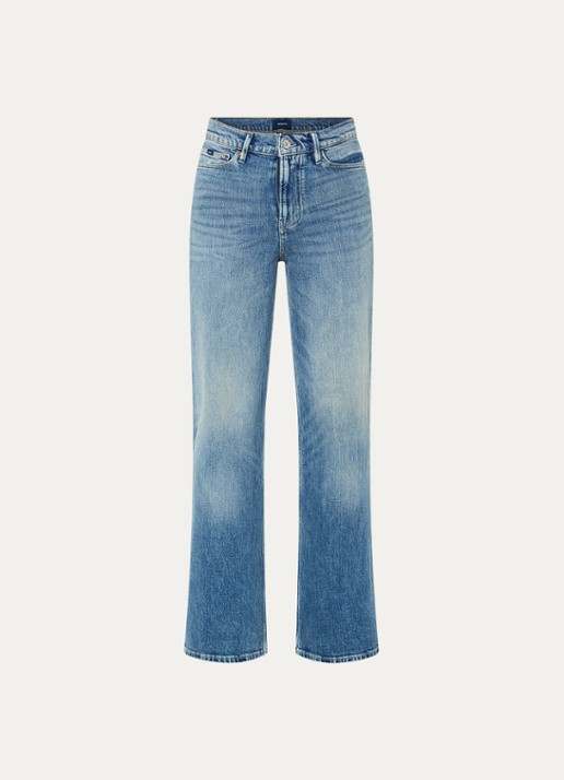 Denham Miku high waist flared jeans met medium wassing - voorkant indigo