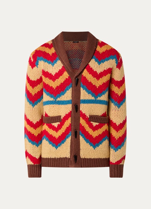 Denham Nikko grofgebreid vest in wolblend - voorkant 2 rood