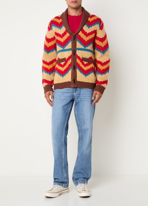 Denham Nikko grofgebreid vest in wolblend - voorkant 3 rood