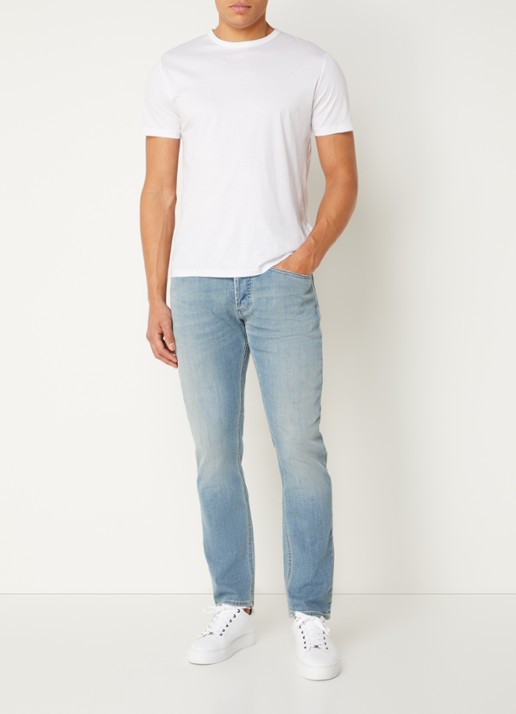 Denham Razor slim fit jeans met lichte wassing - voorkant 3 indigo