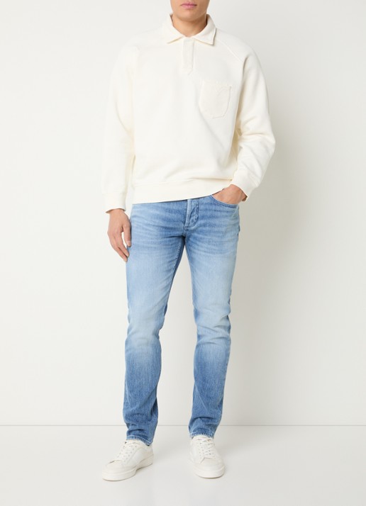 Denham Razor slim fit jeans met medium wassing - voorkant 3 indigo
