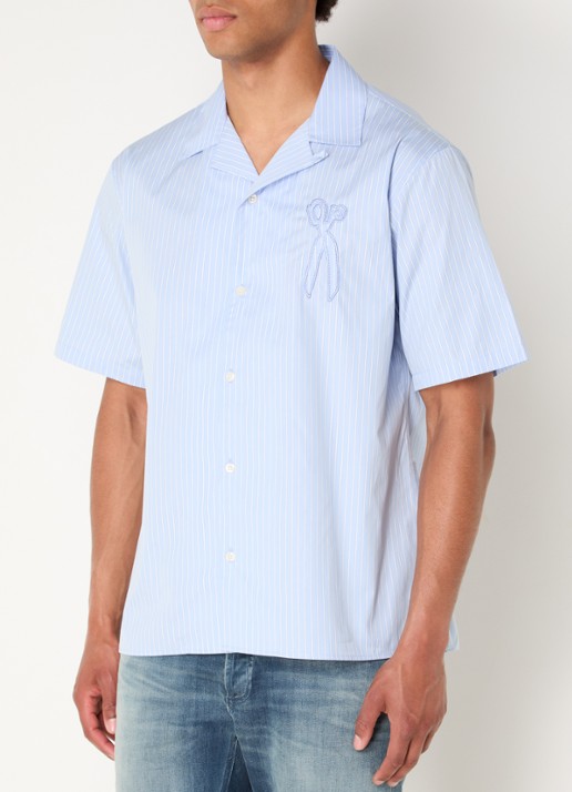 Denham Regular fit overhemd met streepprint en logoborduring