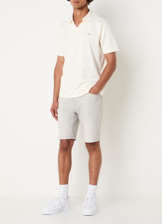 Denham Ridge straight fit korte broek van denim - voorkant 2 grijs
