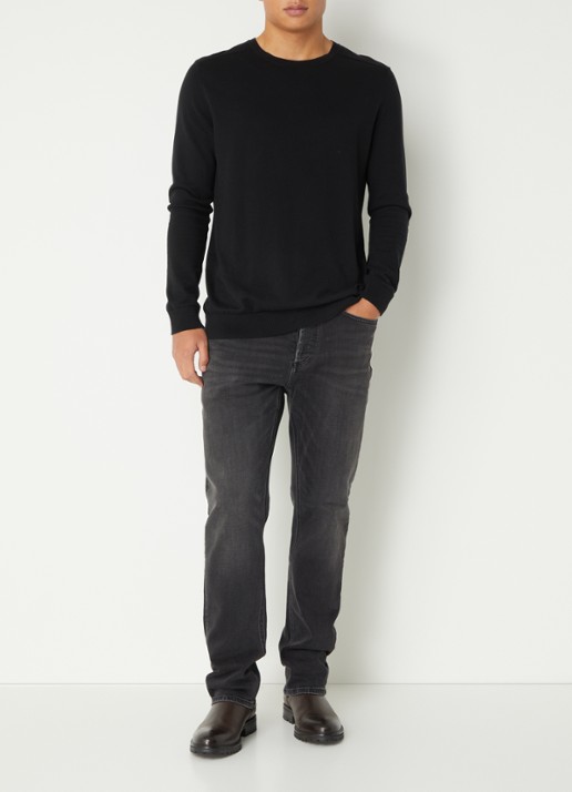 Denham Ridge straight leg jeans met gekleurde wassing - voorkant 4 zwart
