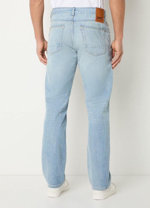 Denham Ridge straight leg jeans met lichte wassing - achterkant 5 indigo