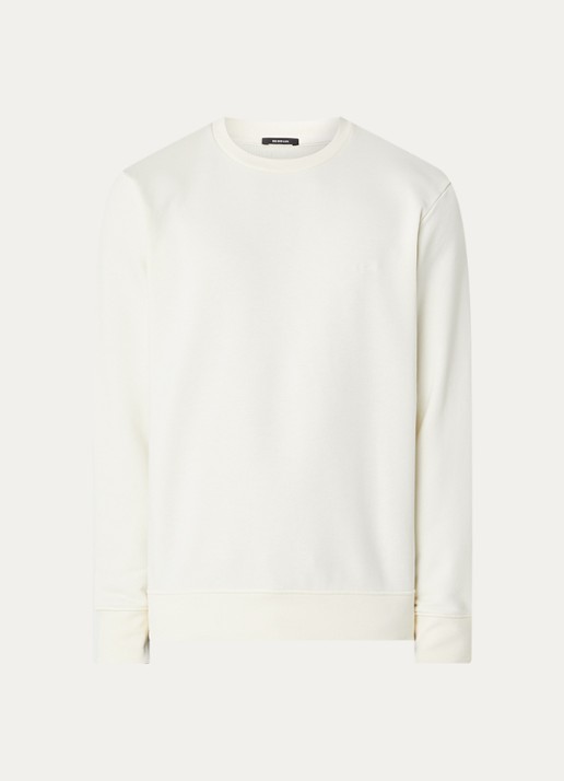 Denham Scissor sweater met logoborduring - voorkant gebroken wit
