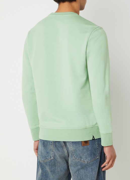 Denham Scissor sweater met logoborduring - achterkant 4 lichtgroen