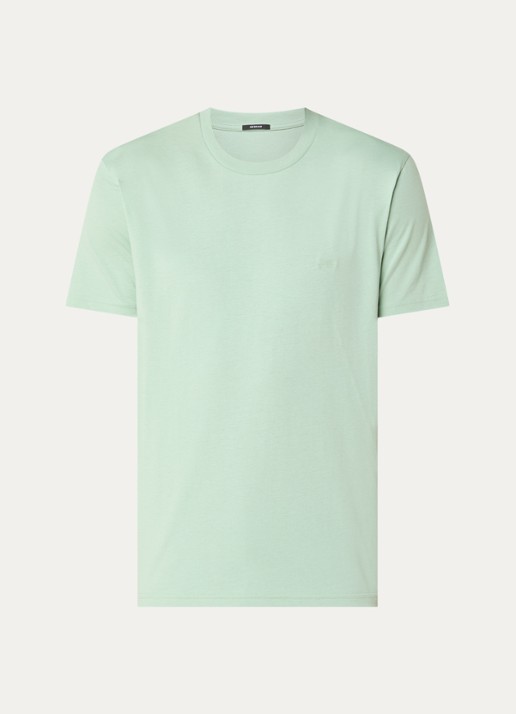 Denham Scissor T-shirt met logoborduring - voorkant lichtgroen