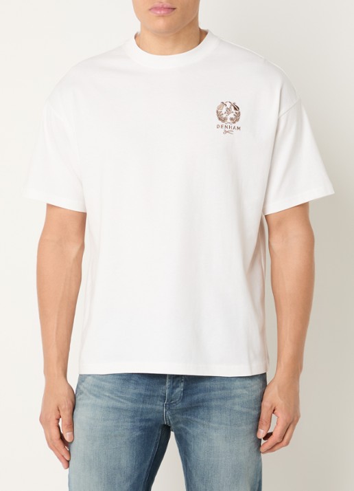 Denham Seal T-shirt met logoborduring - achterkant wit