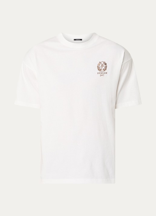 Denham Seal T-shirt met logoborduring - voorkant 3 wit