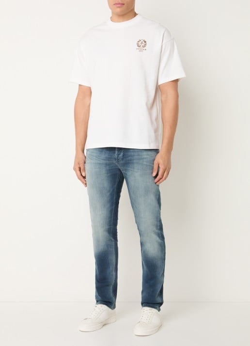 Denham Seal T-shirt met logoborduring - voorkant 4 wit
