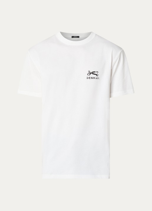 Denham Shot T-shirt met logo- en backprint - voorkant wit
