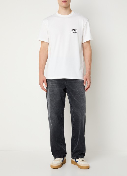 Denham Shot T-shirt met logo- en backprint - voorkant 2 wit