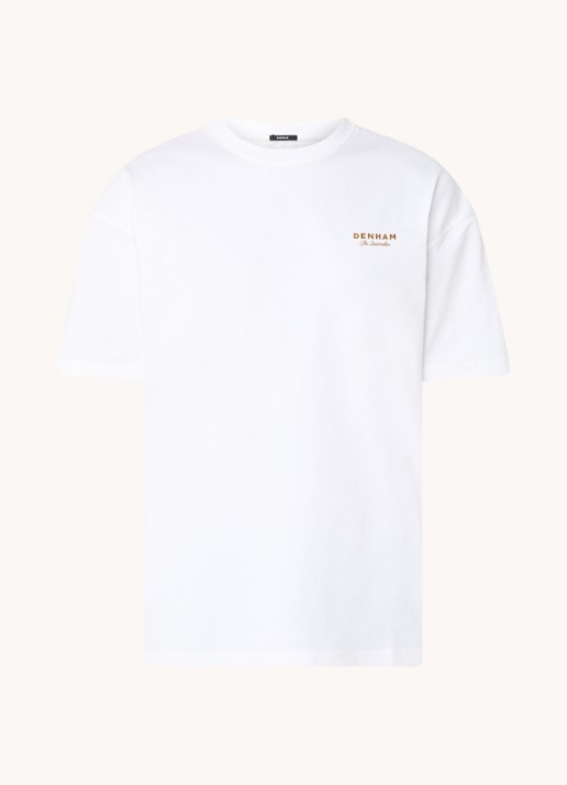 Denham Special Box T-shirt met logo- en backprint - voorkant 2 wit