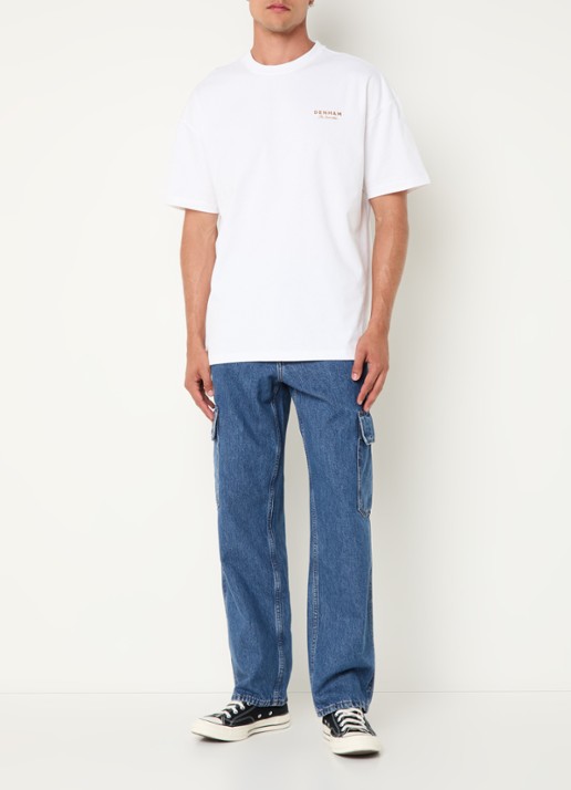 Denham Special Box T-shirt met logo- en backprint - voorkant 3 wit