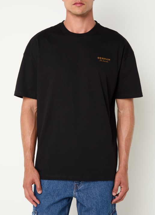 Denham Special Box T-shirt met logo- en backprint - achterkant zwart