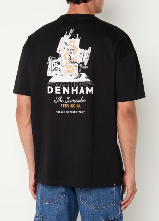 Denham Special Box T-shirt met logo- en backprint - detail 2 zwart