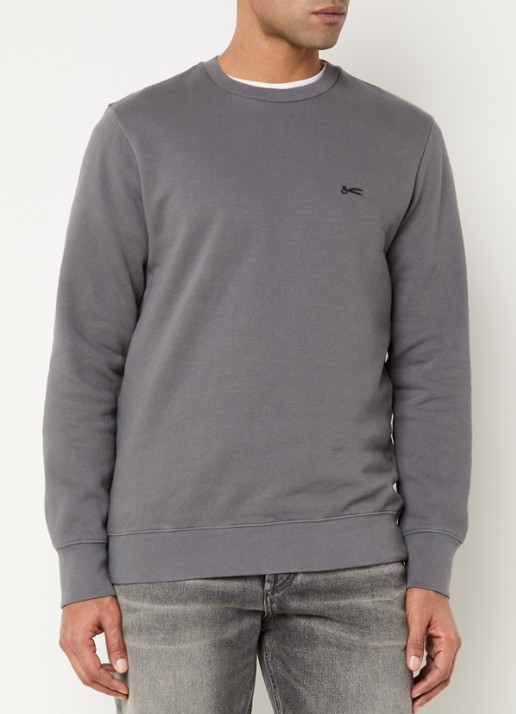 Denham Sweater met logoborduring - detail 4 grijs