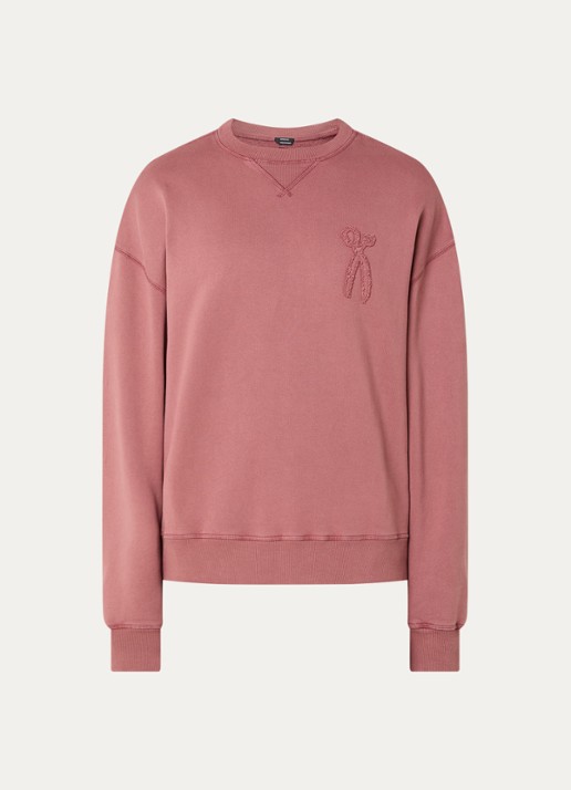 Denham Sweater met logoborduring - voorkant koraalroze