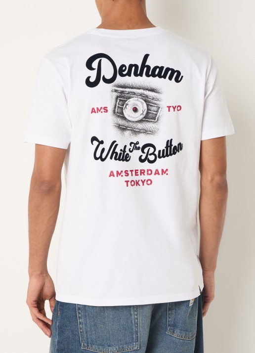 Denham T-shirt bam front- en backprint - detail 4 wit
