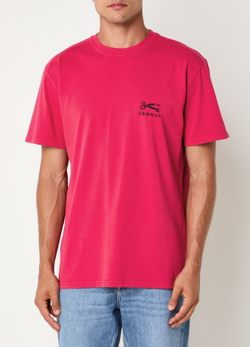 Denham T-shirt met logo- en backprint - achterkant 4 rood