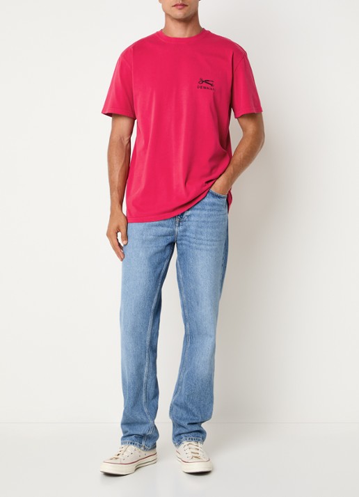 Denham T-shirt met logo- en backprint - voorkant 3 rood
