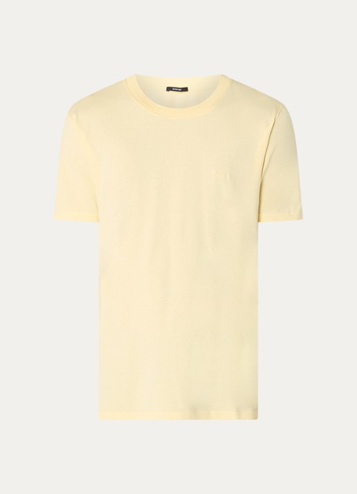 Denham T-shirt met logoborduring - voorkant lichtgeel