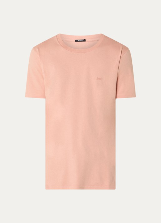 Denham T-shirt met logoborduring - voorkant 3 abrikoos