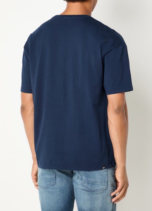 Denham T-shirt met logoprint - achterkant donkerblauw