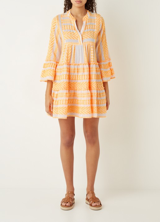 Devotion Ella mini strandjurk met print  - voorkant 4 oranje