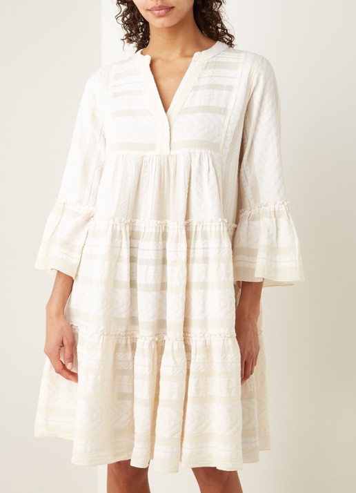 Devotion Ella mini tuniekjurk met print - detail creme
