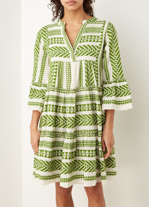 Devotion Ella mini tuniekjurk met print - detail groen