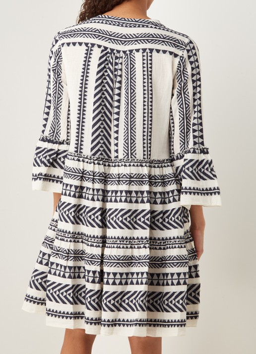 Devotion Ella mini tuniekjurk met print - achterkant donkerblauw