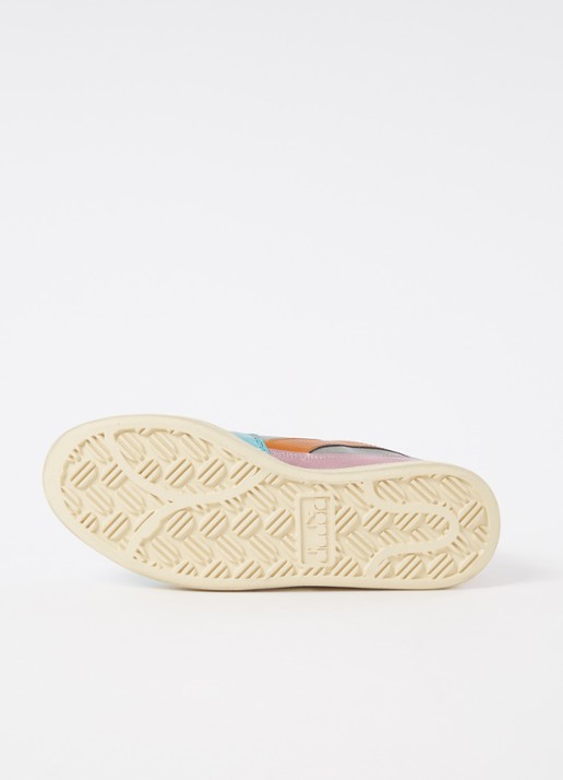 Diadora Mi Basket Low sneaker van leer met metallic finish - detail 4 blauw