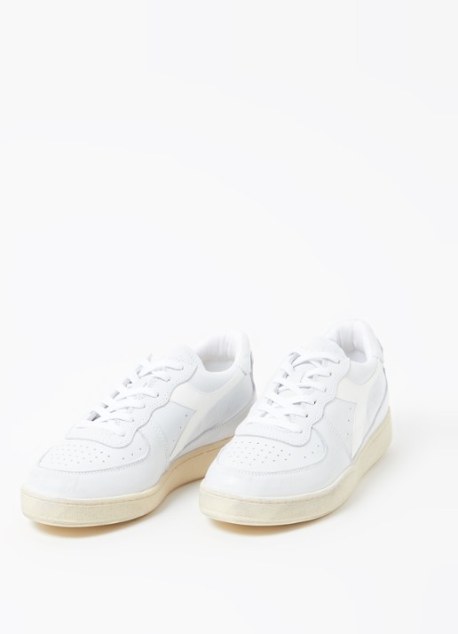 Diadora Mi Basket Used Low sneaker van leer - detail gebroken wit