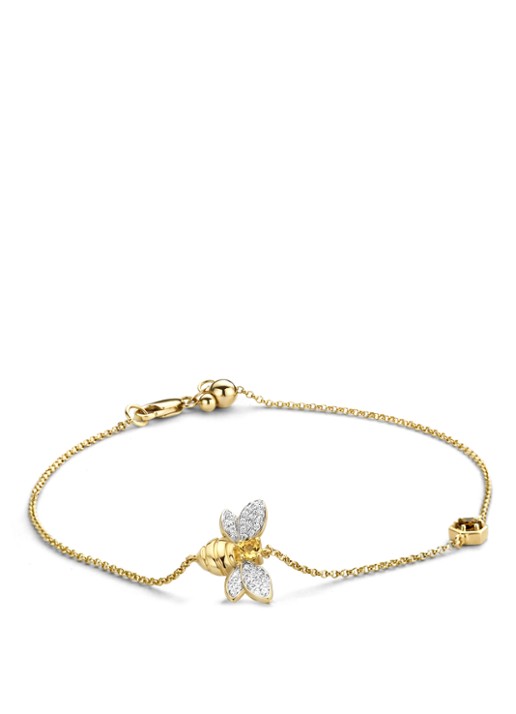 Diamond Point Geelgouden armband 0.10 ct rookkwarts Queen Bee