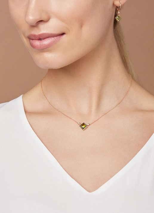 Diamond Point Geelgouden collier 2.10 ct peridoot Philosophy - voorkant 2 geelgoud