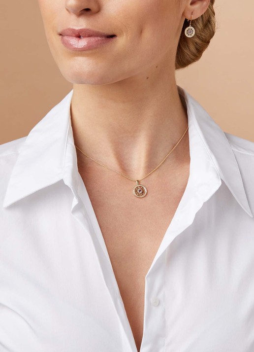 Diamond Point Geelgouden hanger, 0.09 ct amethist, Birthstones - voorkant 2 geelgoud