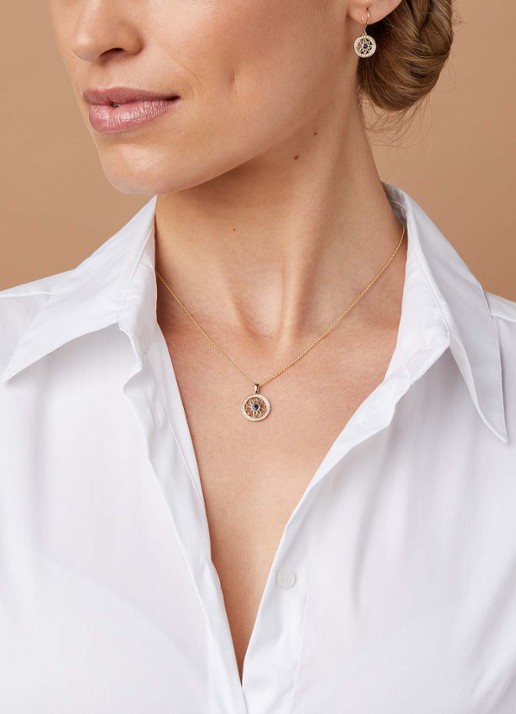 Diamond Point Geelgouden hanger, 0.15 ct saffier, Birthstones - voorkant 2 geelgoud