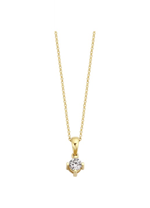 Diamond Point Geelgouden hanger 0.16 ct diamant Hearts & Arrows