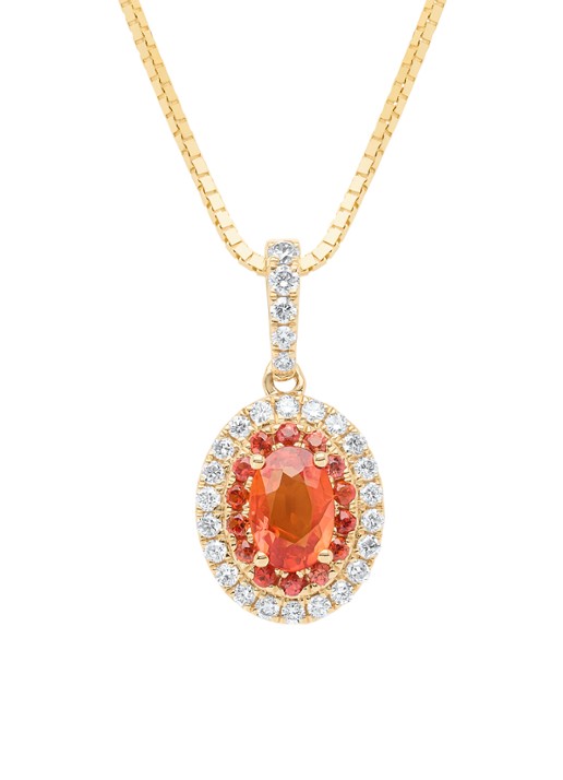 Diamond Point Geelgouden hanger, 0.75 ct oranje saffier ( bew, Eden