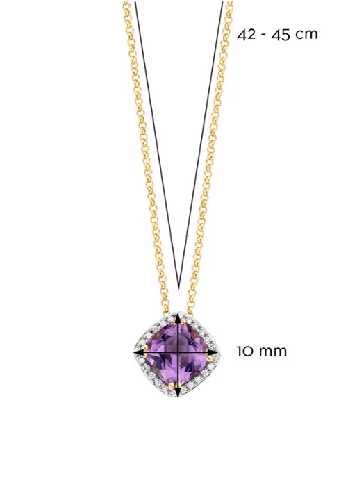 Diamond Point Geelgouden hanger 1.54 ct amethist Fiësta - detail 2 geelgoud