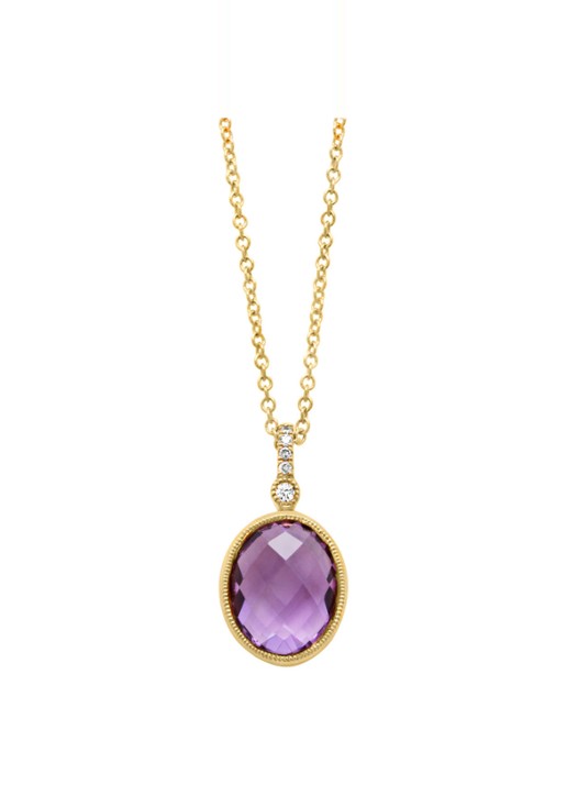 Diamond Point Geelgouden hanger 1.88 ct paarse amethist Philosophy