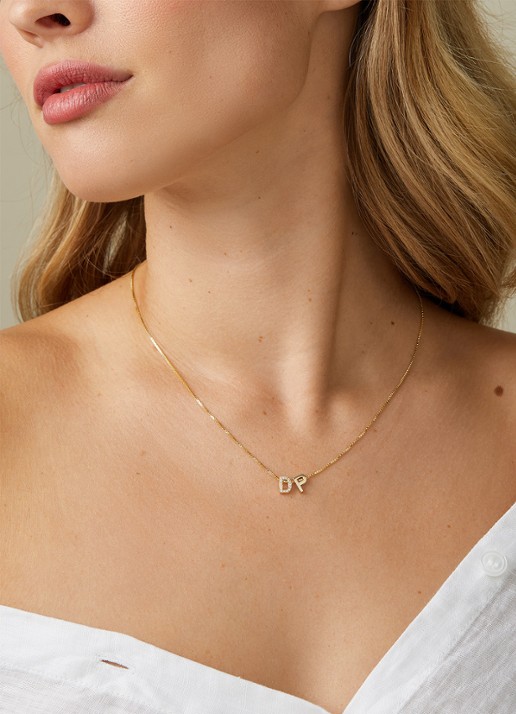 Diamond Point Geelgouden hanger A, Alphabet - voorkant 3 geelgoud